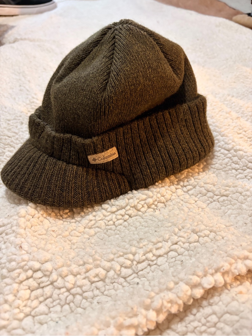 Unisex Columbia Olive Green Knit Visor Beanie